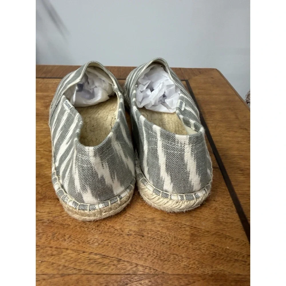Soludos Women's 11 Gray‎ Striped Smoking Espadrille Slip On Shoes Light Sneakers